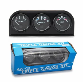 

Car Triple Kit 3 In 1 Volt Meter Water Temp Oil Pressure Gauge Tachometer Brand New And High Quality