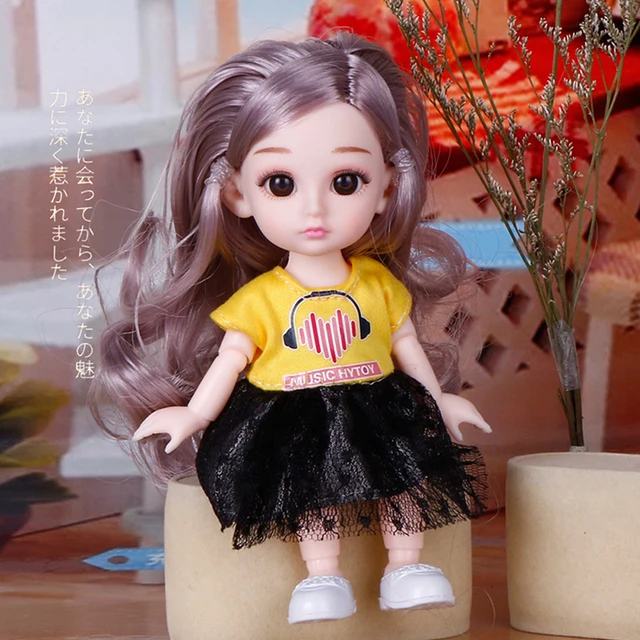 BjD 13CM Doll 13 Movable Joints Cute Face Eyes With Clothes Shoes Mini Dolls Gift Toy for Girls Diy Toys 3