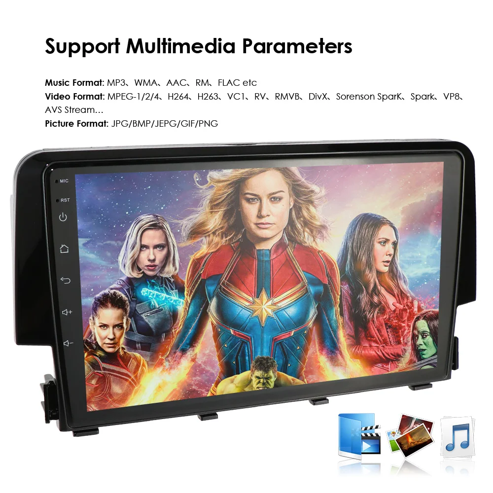 Clearance Quad Core 2 DIN Car GPS Navigation Android9.0 Radio Stereo Player For Honda Civic 2016 2017 2018 USB SWC FM DAB+ DVR TPMS CAMERA 3