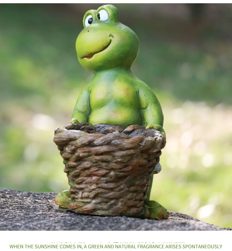 Mr Frog, держащая корзину цветочных горшков, статуя, открытый сад, Декоративная скульптура животного для домашнего стола, садовый декор, украшение