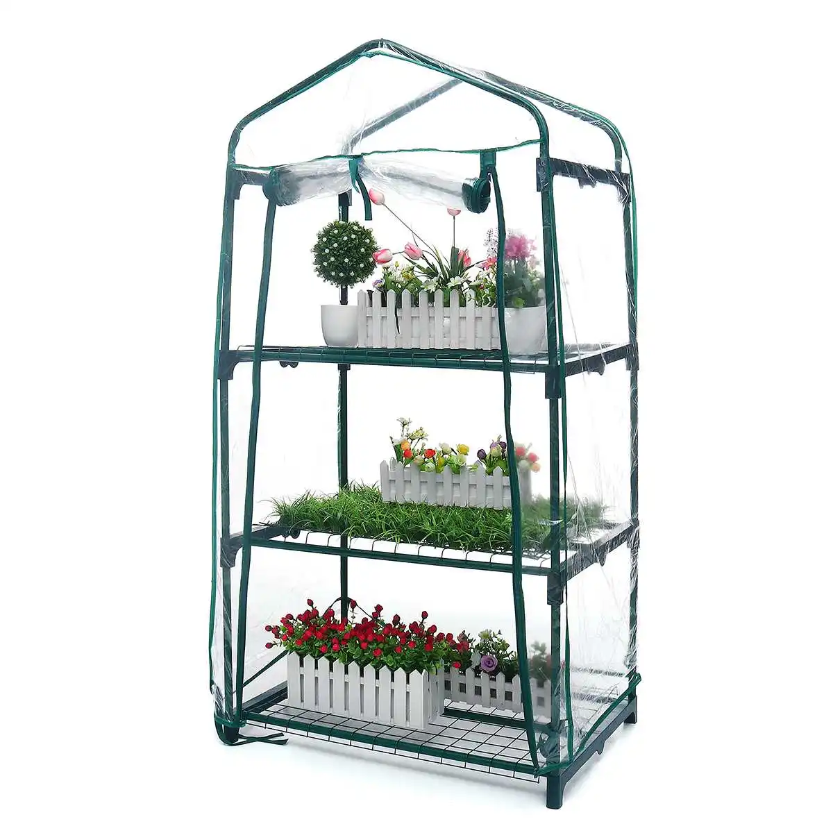 

3 Layers Mini Garden Greenhouse Home Outdoor Flowers Gardening Winter Plant Shelves Vegetables Nursery Room Shelter 69x49x126cm