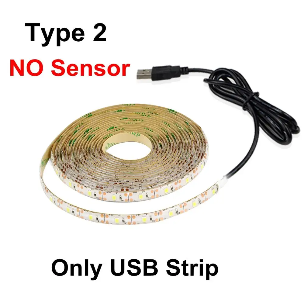 Only USB Strip DC мощность ручной развертки переключатель светодиодный светильник Кухня Лампа USB кабель светодиодная подсветка под шкаф полосы ленты гардероб ночник 1 м-5 м - Цвет: Only USB Strip