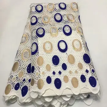 

(5yards/lot) BLUE Color cotton lace fabric,high quality African lace fabric,pretty Swiss lace for women dress! FA1029