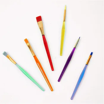 

6 Pcs Watercolor Gouache Paint Brushes Different Shape Round Pointed Tip Nylon Hair Painting Brush Set Art Stationery Supplies