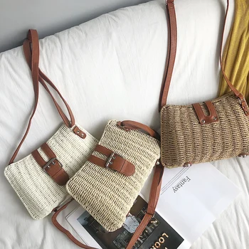 

Summer Vintage 2020 New Crossbody Women's Woven Bag Holiday Beach Small Pack Casual Phone Package Patchwork C764