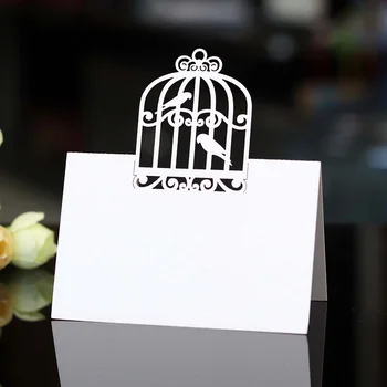 

50pcs Laser Cut Bird Cage Table Name Place Cards Favor Table Name Message Setting Card Wedding Birthday Party Favor Decoration