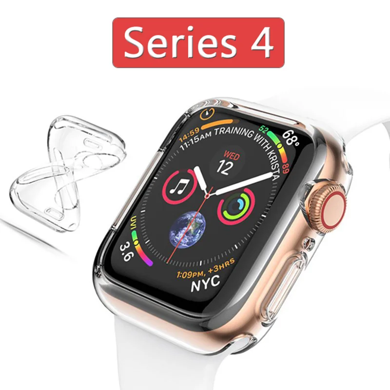 Силиконовый Смарт-часы, защитный чехол для экрана Apple Watch Series 4 44/40 мм, мягкий полный Чехол для часов 4