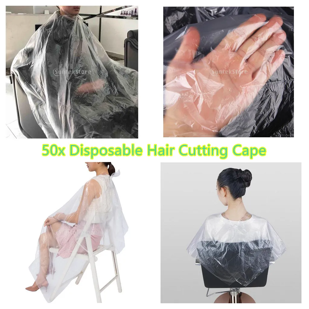 Kit of 50pcs Disposable Plastic Hairdressing Salon Blouse Cutting Cape, Kit 4