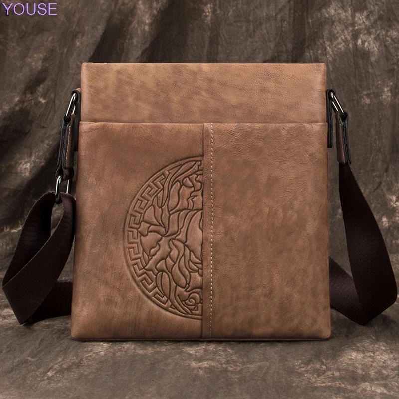 

Retro Men's Bag Shoulder Bag Men Bag Shoulder Bag Men's Casual Business Leather Bag First Layer Cowhide Leather Briefcase 4435