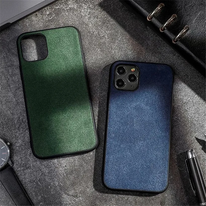 Luxurious Italian Alcantara Case for iPhone 12 Pro Max 11 Xr X Xs Max 6s 7 8 Plus Luxury Artificial Leather Business Phone Cases SE2 Cover
