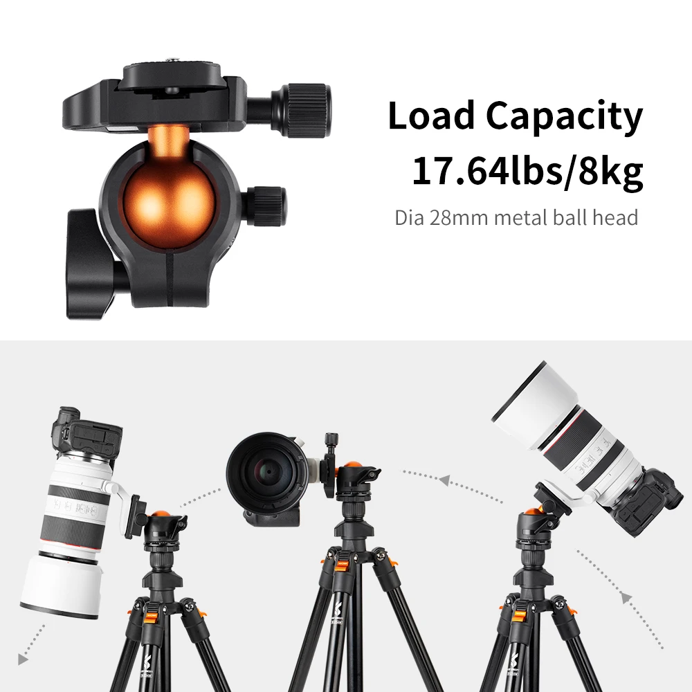 Tripé de Câmera para Dslr Portátil de Alumínio Tripé de Viagem com 360 Conceito Polegada Graus Panorama Bola Cabeça Liberação Rápida k & f 62.99 - Image 5