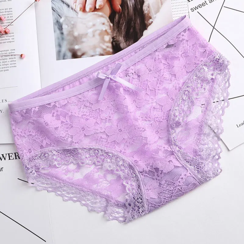 Women Briefs Sexy Full Lace Panties Hollow Out Low-waist Female Seamless  Shorts Soft Solid Color Breathable Underwear Lingerie