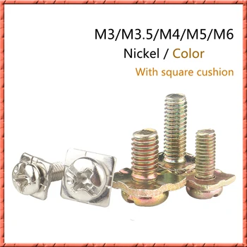 

100pcs/lot M3-M6 washer 6*6-14*14 Terminal block screw sems pan head with square washer Pan head cross two combination screws