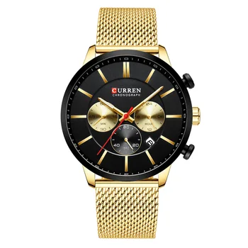 

PopularGift New Style Mesh Belt Watch Waterproof Quartz Multi-functional Six-pin Calendar Business MEN'S Watch