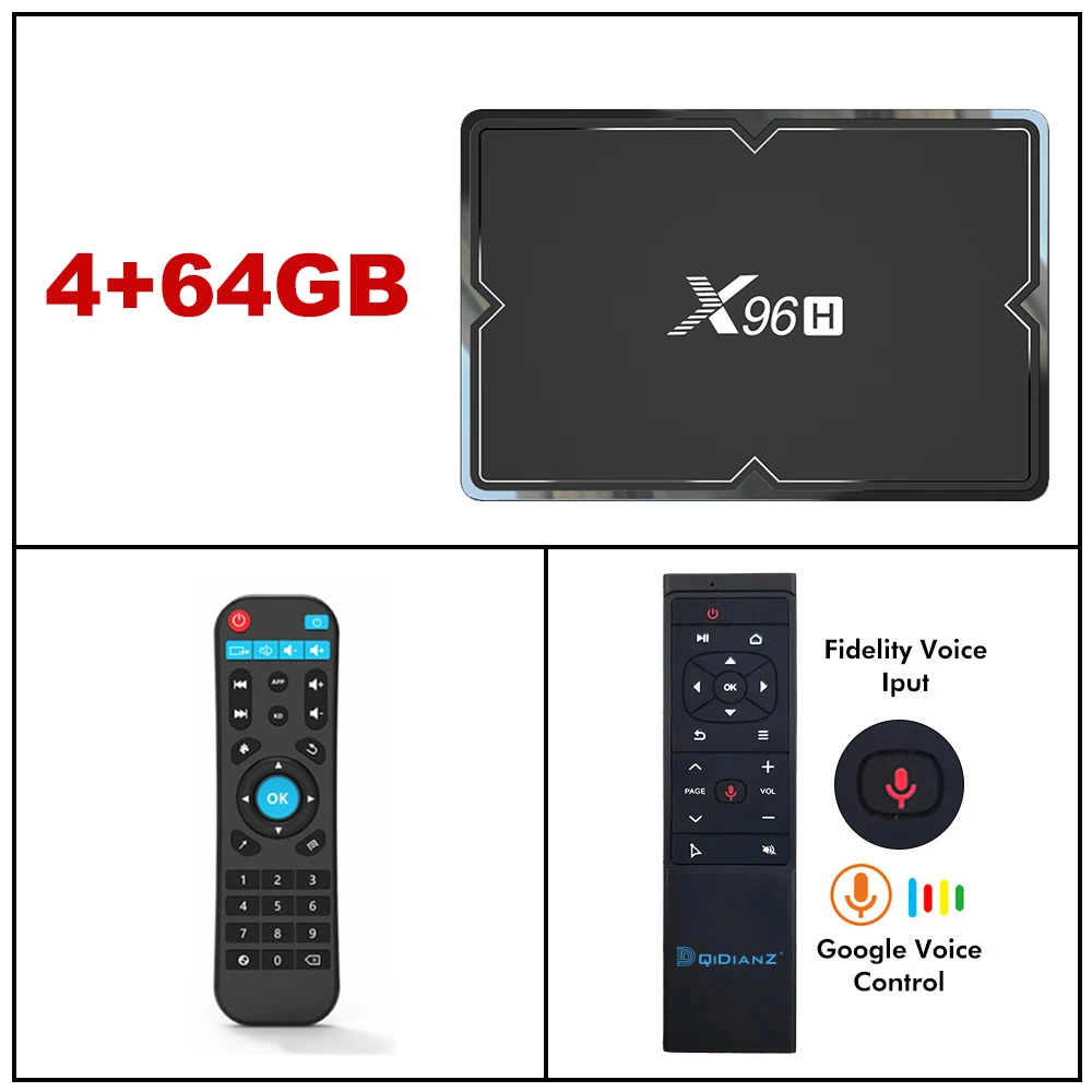 X96H-4-64-MT12 X96H Android 9,0 2 ГБ 4 ГБ+ 16 ГБ 32 ГБ 64 Гб Смарт ТВ приставка Bluetooth 4,1 ТВ приставка WiFi 2,4G/5G Netflix Youtube медиаплеер - Цвет: X96H-4-64-MT12