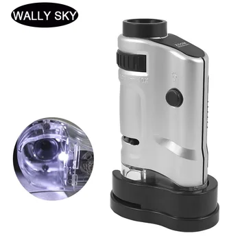 Mini Microscope Handheld Portable Microscope with LED Light 20X-40X Zoom Magnification Pocket Microscope Magnifier Loupe Glass 20x 40x sector base binocular stereo microscope pcb microscope cell phone mobile phone repair with top and bottom led light