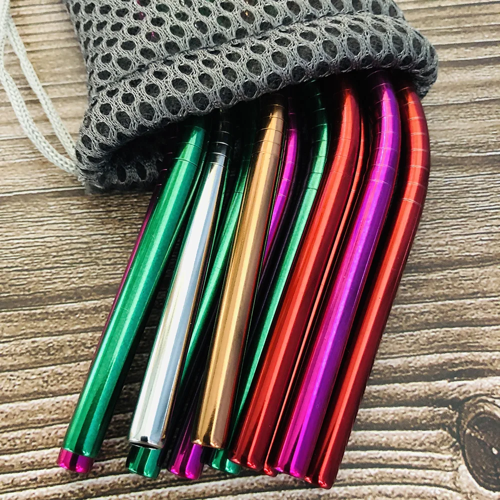 Premium Reusable Stainless Steel Drinking Straw Set with Cleaning Brush & Pouch