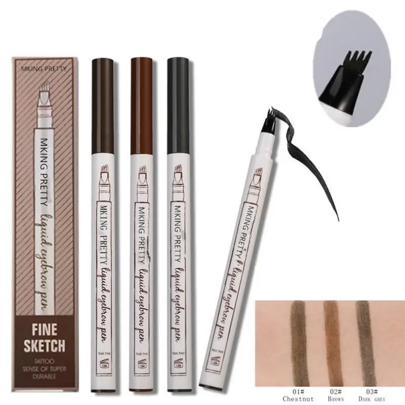 4 Head Makeup Eyebrow Enhancers 3 Colors High-end Automatic Matte Eyebrow Pencil Waterproof Tattoo Pen Long-lasting Cosmetics 4 Head Makeup Eyebrow Enhancers 3 Colors High-end Automatic Matte Eyebrow Pencil Waterproof Tattoo Pen Long-lasting Cosmetics