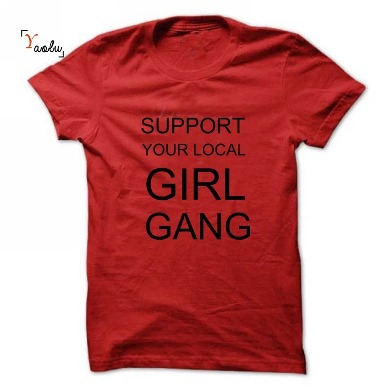 Удобная хлопковая футболка с надписью Support Your Local Girl Gang Racerback феминистская женская