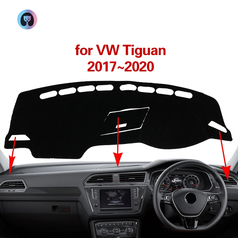 

for Volkswagen VW Tiguan MK2 Anti-Slip Mat Dashboard Cover Pad Flannel Sunshade Dashmat Carpet Car Accessories 2017-2020 2018