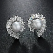 Роскошные женские жемчужные циркониевые клипсы с камнем золотые, розовые серьги серебряные серьги для женщин уникальные винтажные обручальные свадебные серьги