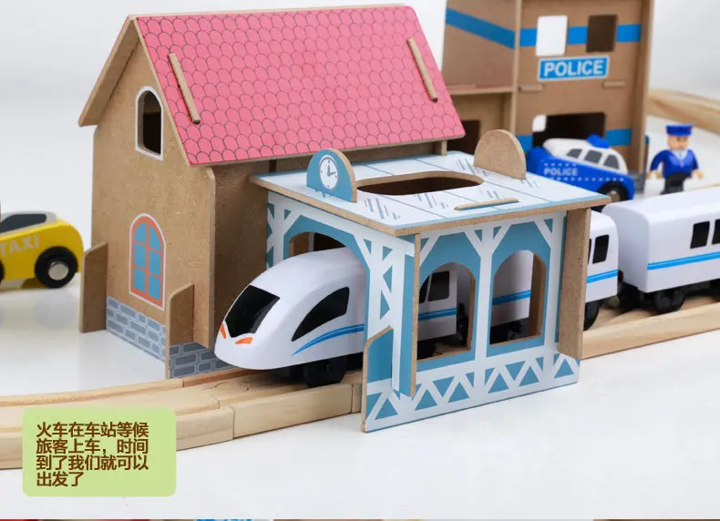 Детские развивающие строительные блоки игрушка деревянный бочонок Электрический поезд камера трек автомобиль модель 88-Piece набор