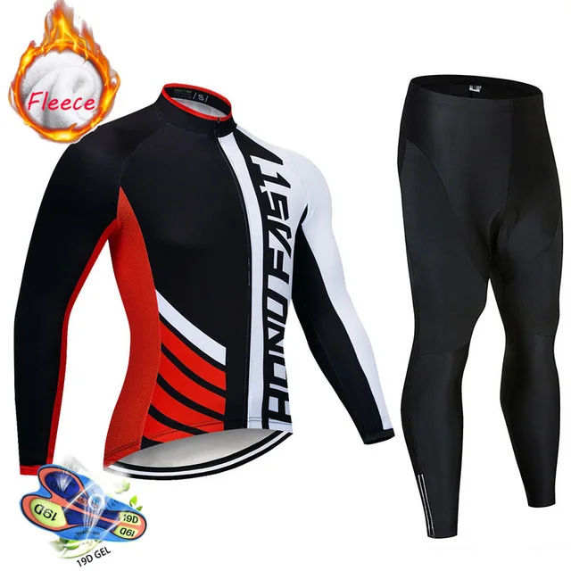 cycling set 3 Велосипедная Джерси Зимняя Теплая Флисовая Мужская велосипедная Джерси набор с длинным рукавом Одежда для велоспорта зимняя одежда для велоспорта - Цвет: cycling set 3