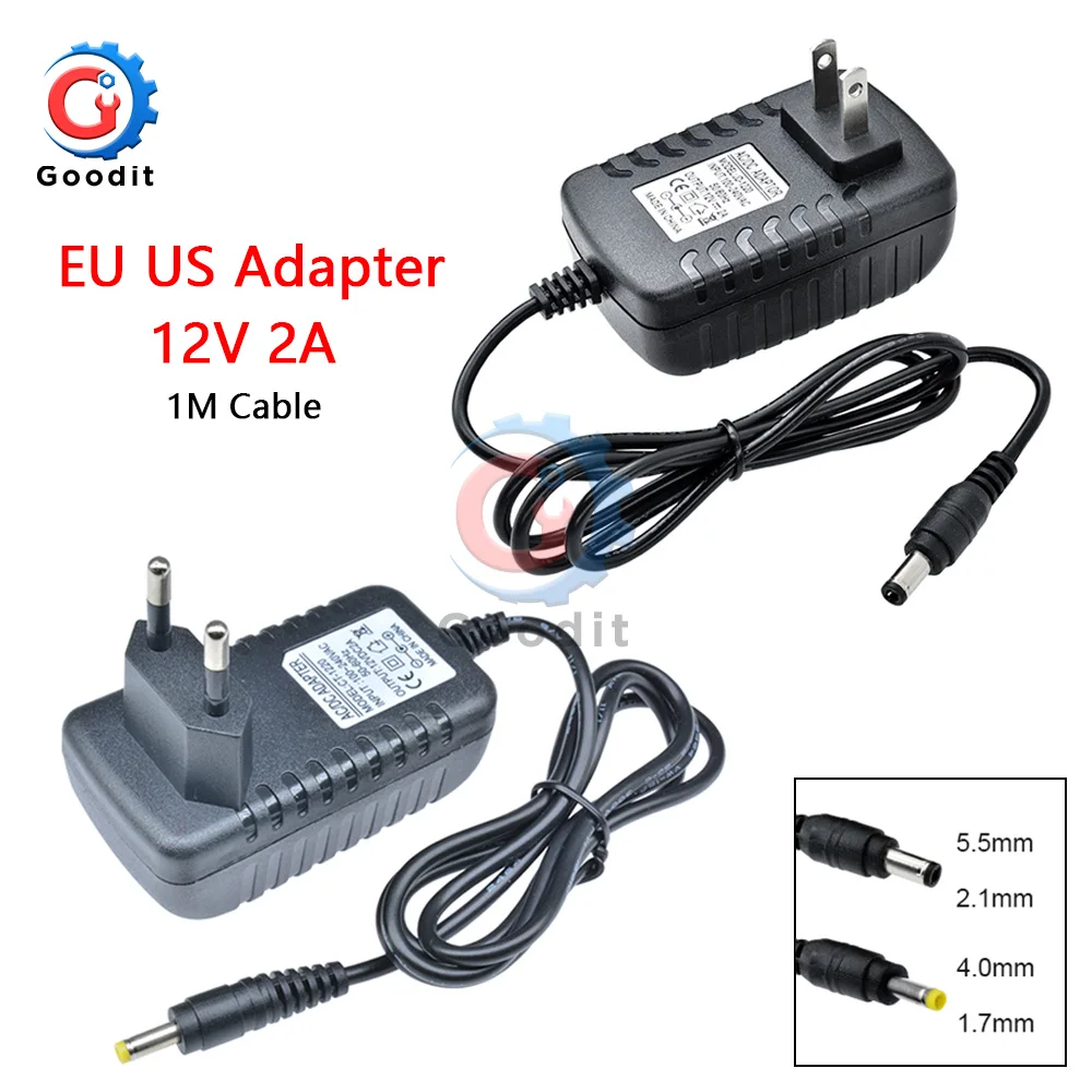 

EU US Plug Adapter AC 100-240V to DC 12V 2A lighting transformers Power Supply Adapter Converter Charger For LED Strip light