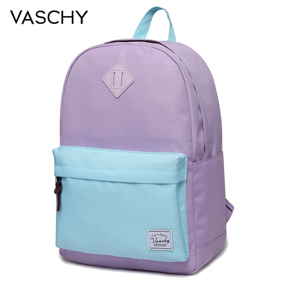 Рюкзак для мужчин и женщин VASCHY унисекс классический водостойкий школьный рюкзак 14 дюймов ноутбук для подростка - Цвет: Purple Sky Blue