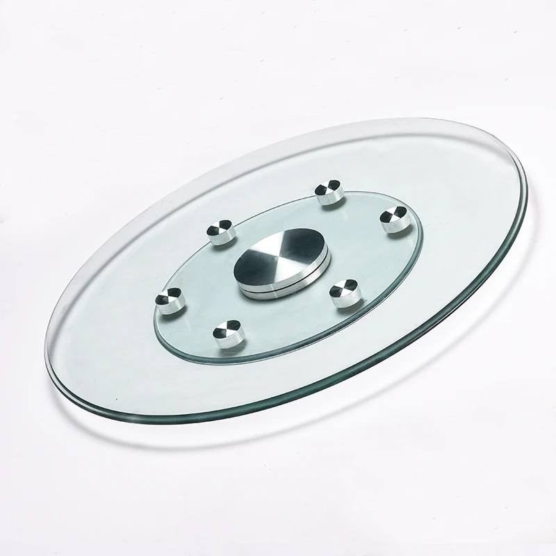 Double Layer Tempered Glass Lazy Susan Dining Table Top Turntable Swivel Plate HQ GG02 With Supporting Legs More Stable