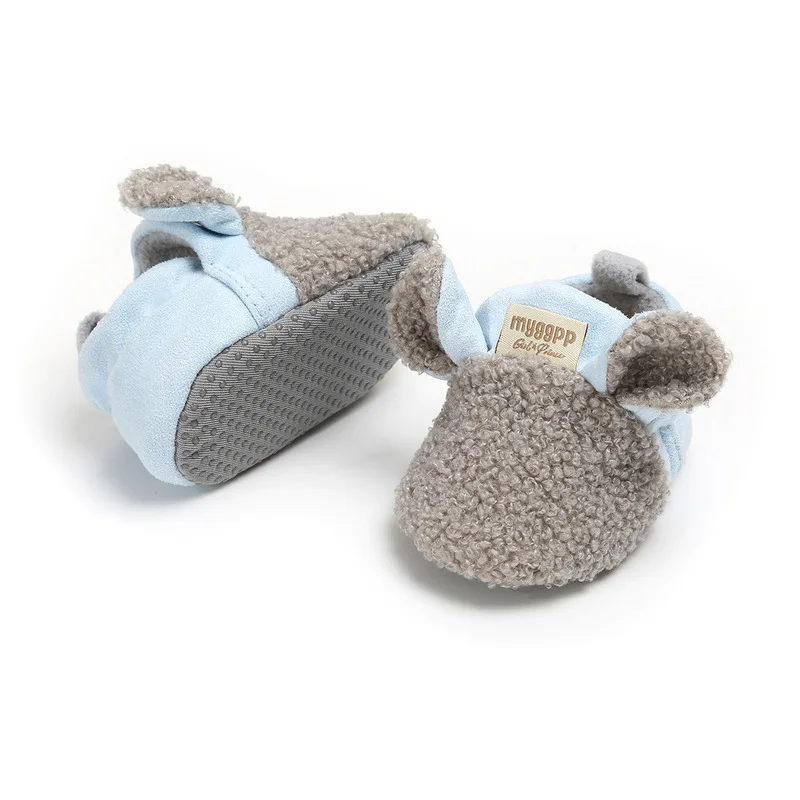 Теплые зимние пинетки детские носки обувь для мальчиков и девочек с овечьими ушками ползунки для малышей хлопковые мягкие Нескользящие младенческие новорожденных пинетки