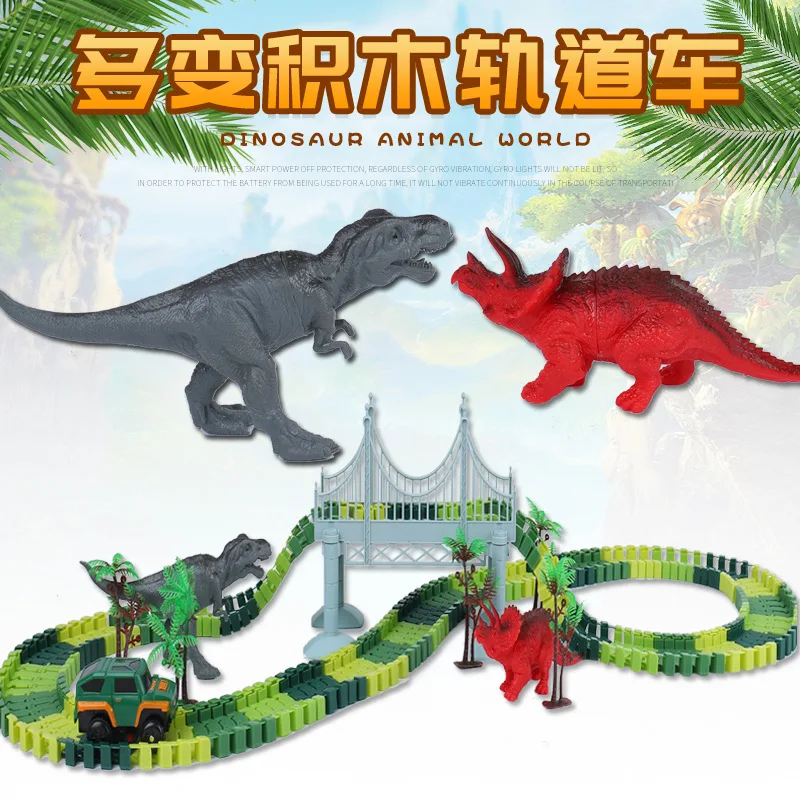 

Dinosaur Camera Track Car DIY Assembled Product Celebrity Style Assembled Electric Camera Track Race Car Toy Children Camera Tra
