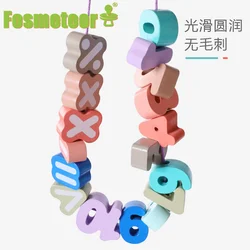 Fosmeteor 80pcs DIY Number Letters Wooden Beads Jewelry Accessories Children's Handmade Beads Loose Wood Beads Macaron Color