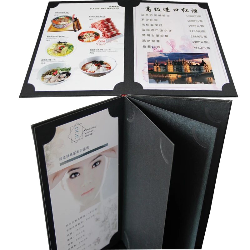 Restaurant Menu Folder Customised, small MOQ menu folder for hotelFile