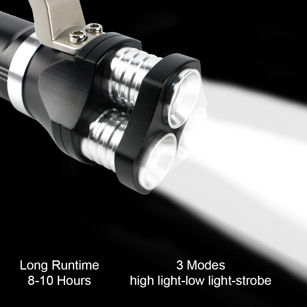 BORUiT Мощный светодиодный портативный светильник-вспышка высокой мощности 5000лм XM-L T6 фонарь 3 режима Перезаряжаемый 18650 фонарь охотничий шахтерский светильник