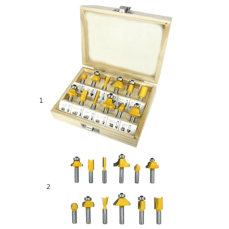 

12pcs Milling Cutter Router Bit Set 8mm Shank Wood Carbide Woodworking Trimming