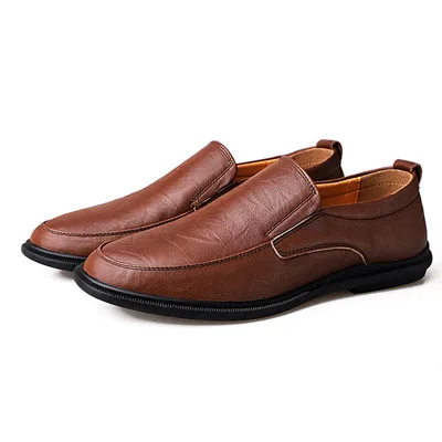 Brown Spring Autumn Men Shoes Breathable Mens Loafers Low Casual Men's Leather Shoes Comfortable Driving Shoes Business Shoe For Male - Цвет: Brown