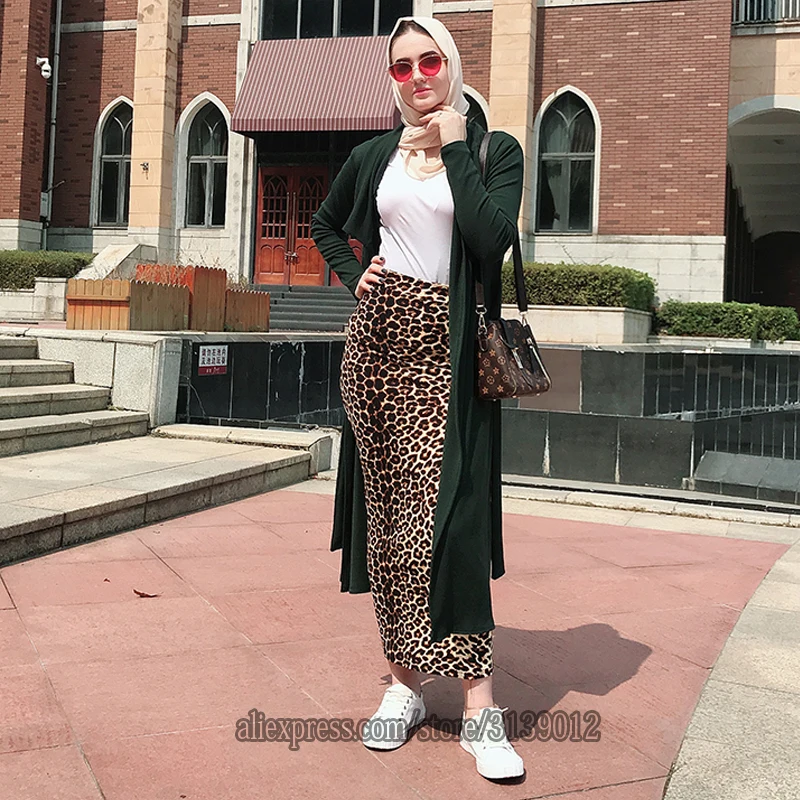 Faldas Mujer Moda Leopardo зимняя абайя мусульманская леопардовая длинная юбка-карандаш с высокой талией Jupe Longue Femme юбки для женщин