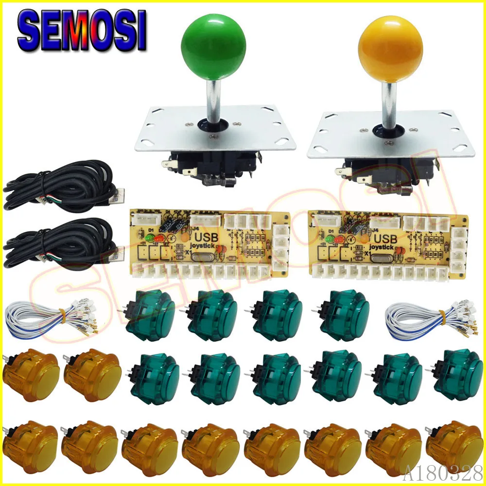 

2 Player Zero Delay Joystick Arcade DIY Kit USB Encoder Transparent Arcade Push Buttons for Pandora Box Arcade Game