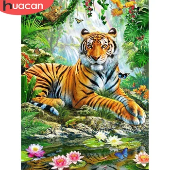 

HUACAN 5D DIY Diamond Painting Animal Diamond Embroidery Mosaic Tiger Cross Stitch Handicraft Home Decoration