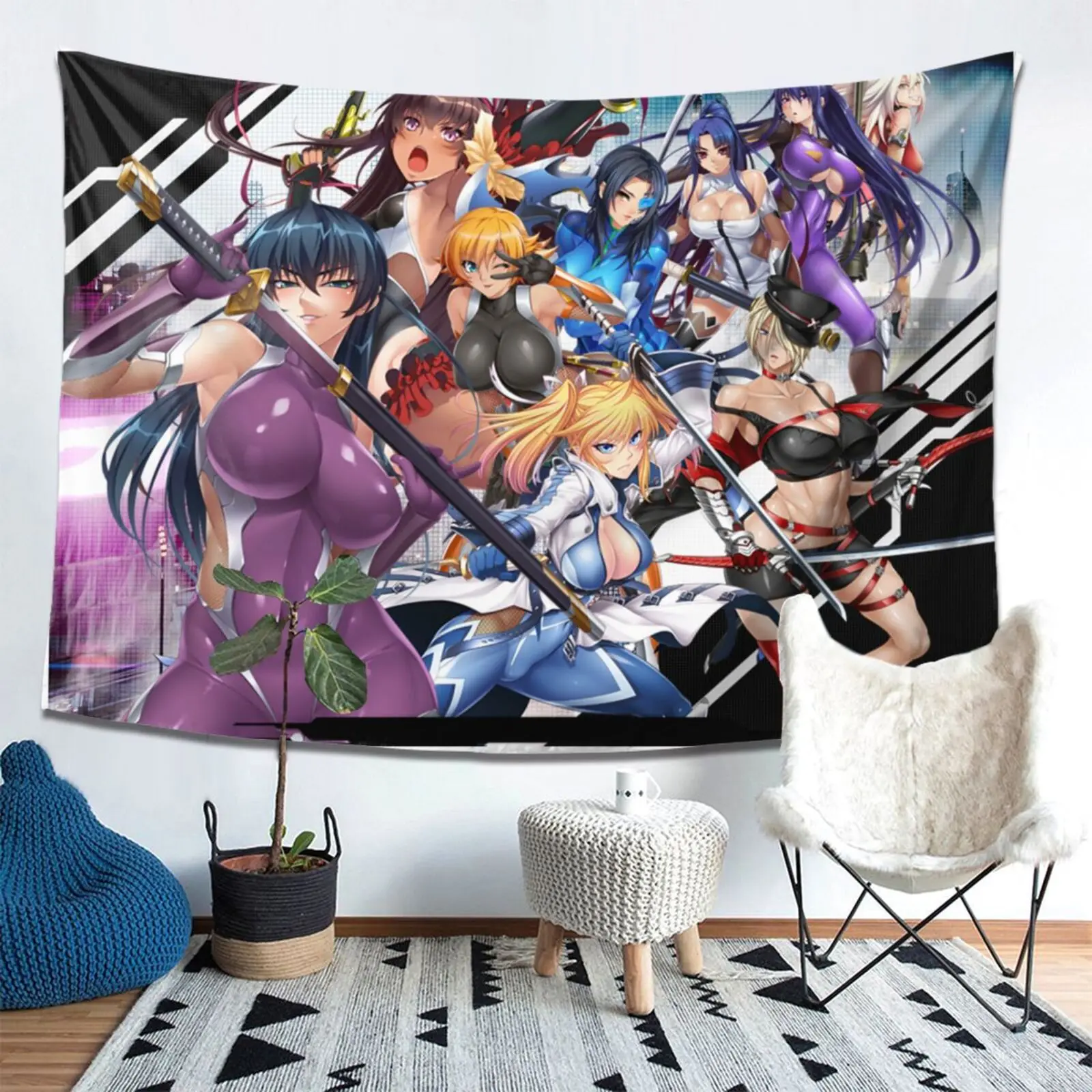 Hentai Anime Taimanin Poster Tapestry Action Animation CG Tapestries HAnime  Artist Wall Hanging Sexy Adult Doujin Tapestries
