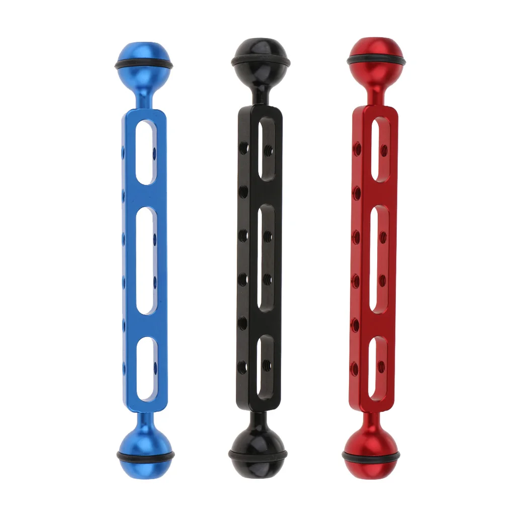Dual Ball Joint Extension Arm for Camera Diving Underwater Photography, Pack of 3, Blue/Red/Black