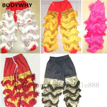 Горячие китайские народные искусства льва танцевальные брюки взрослых Размер костюм шерсть Южная костюмы со львами платье брюки с меховой отделкой слоистых