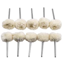 Tête de polissage en feutre de laine, 10 pièces, tête de polissage Abrasive, tige de 3mm, fil de coton, brosse pour perceuse Dremel