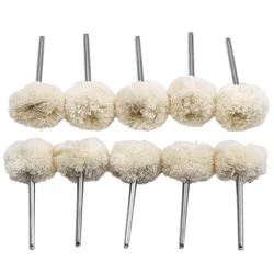 Tête de polissage en feutre de laine, 10 pièces, tête de polissage Abrasive, tige de 3mm, fil de coton, brosse pour perceuse Dremel 