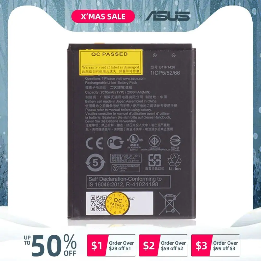 Аккумулятор для Asus ZenFone Go ZB450KL X009D X009DB 4.5 B11P1428 2000mAh