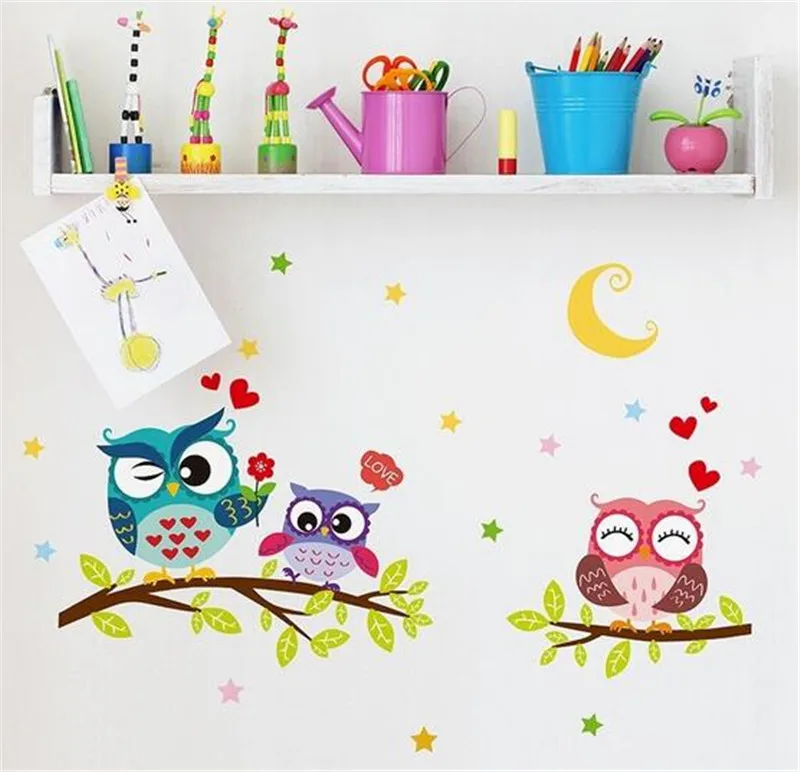 

Мультяшные Животные Сова на ветке наклейки на стену детская комната Домашний декор обои для гостиной