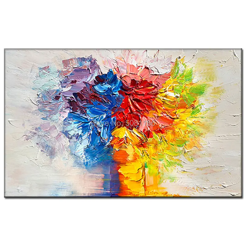 

High Quality handmade Knife Oil Painting Handpainted Abstract Modern Canvas painting pop Home Decor flower Palette Picture