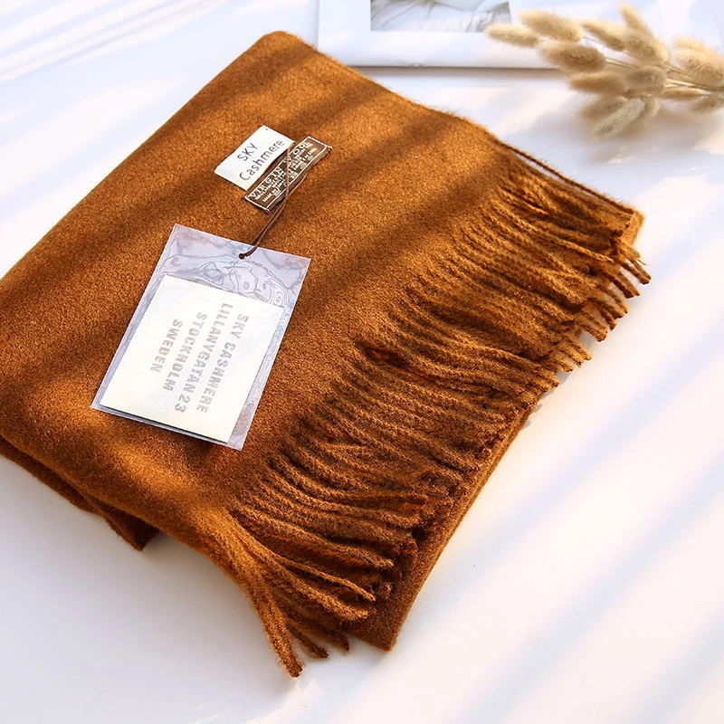 caramel color Glaforny женский длинный узор осень-зима утолщенный теплый однотонный платок многоцелевой кашемировый шарф - Цвет: caramel color