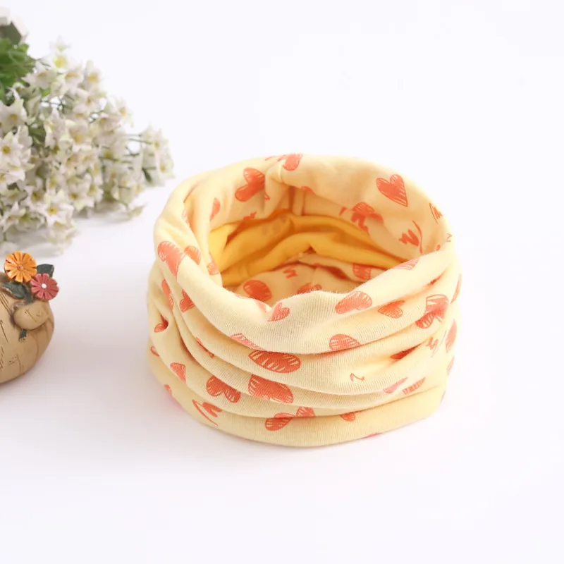 heart yellow Осенне-зимний детский хлопковый шарф, детский шарф для девочек, шарфы для мальчиков и девочек, детский воротник с круглым вырезом, волшебный шейный платок - Цвет: heart yellow